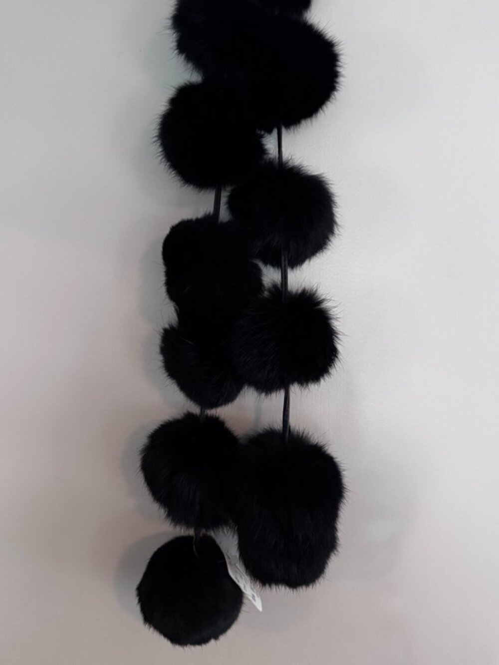 Rabbit Fur Pom-Pom Style Scarf, Black, Soft, Never Worn, New w/Tag